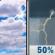 Today: A 50 percent chance of showers and thunderstorms after 2pm.  Partly sunny, with a high near 77. Southwest wind 3 to 6 mph.  New rainfall amounts of less than a tenth of an inch, except higher amounts possible in thunderstorms. 