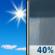 Monday: A chance of showers, with thunderstorms also possible after 2pm.  Increasing clouds, with a high near 73. South wind 6 to 8 mph.  Chance of precipitation is 40%. New rainfall amounts of less than a tenth of an inch, except higher amounts possible in thunderstorms. 