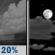 Tonight: A 20 percent chance of showers before 8pm.  Partly cloudy, with a low around 64. West wind around 5 mph becoming light and variable. 
