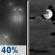 Sunday Night: A 40 percent chance of rain before 10pm.  Mostly cloudy, with a low around 47. Southeast wind 8 to 10 mph, with gusts as high as 20 mph.  New precipitation amounts of less than a tenth of an inch possible. 