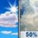 Wednesday: A 50 percent chance of showers and thunderstorms after 2pm.  Mostly sunny, with a high near 82. South wind 3 to 5 mph. 